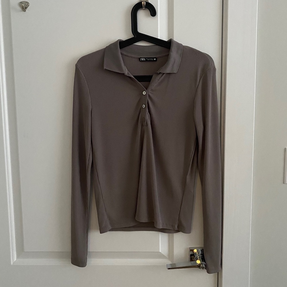 Zara Long Sleeve Polo Shirt